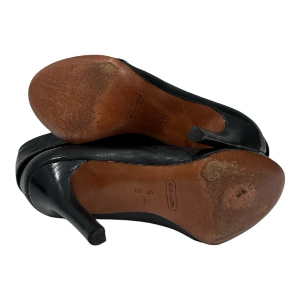 COACH SIGNATURE SHOES BOOTS MACKENNA BLACK LEATHER SIZE 5 B